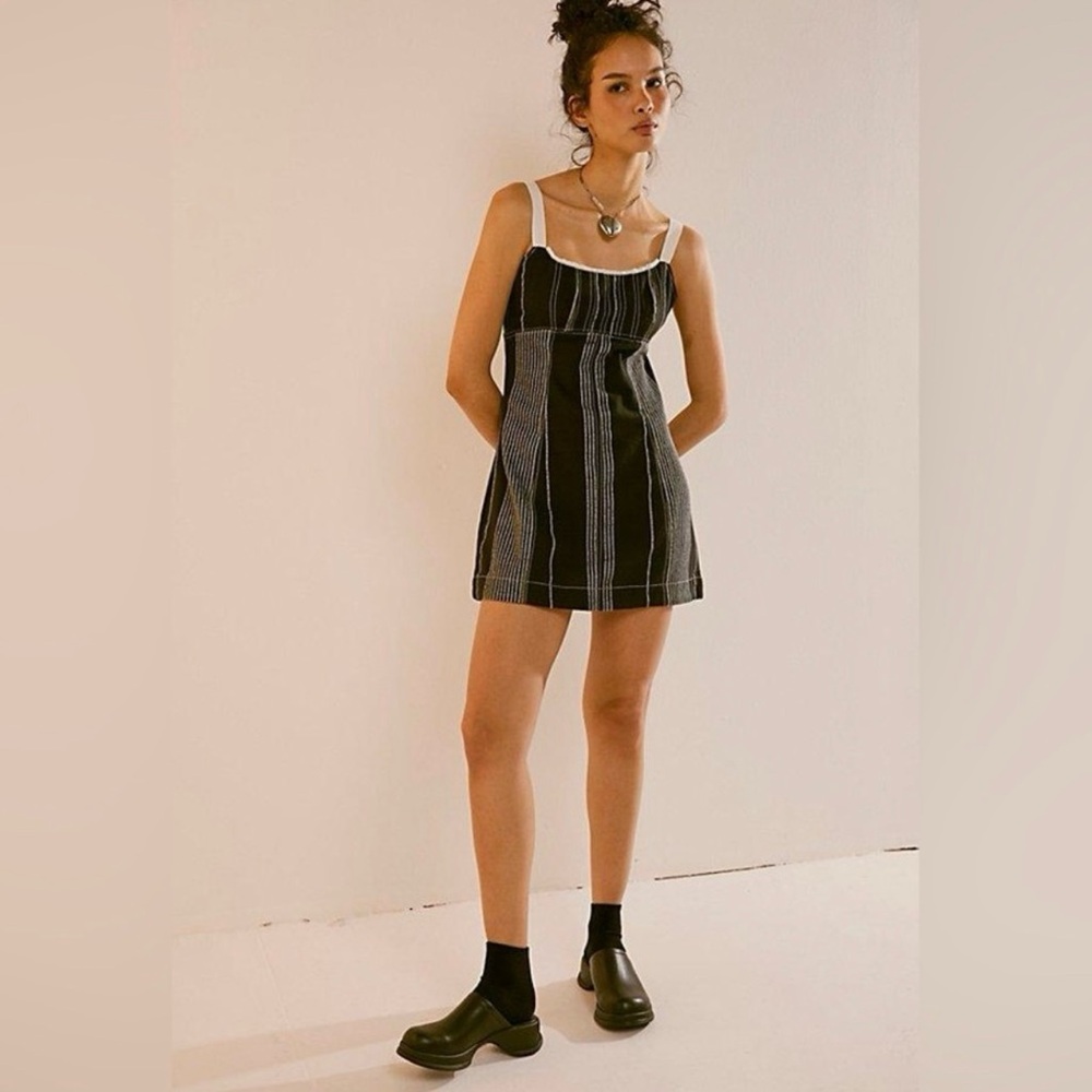 🖤 Free People Black & White Striped Mini Dress 🖤